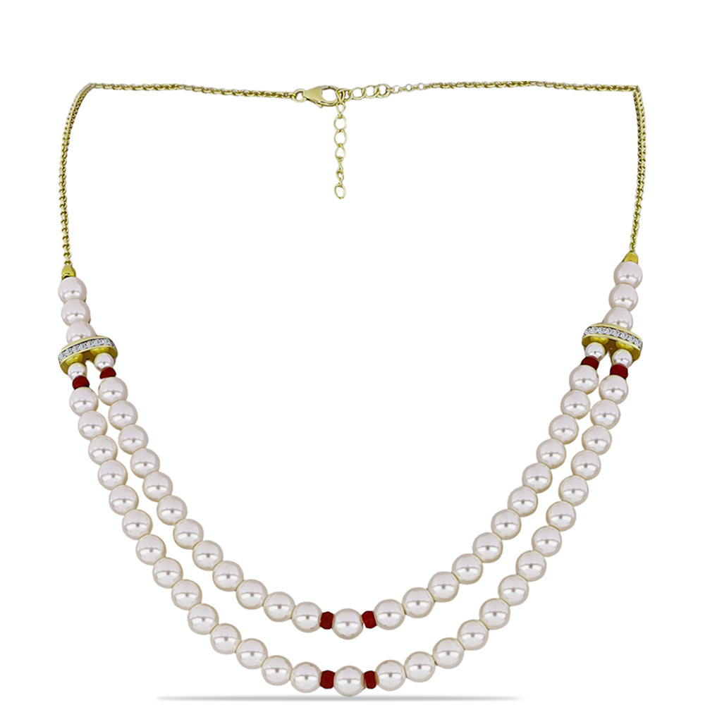 Collar de Plata Bañada en Oro con Perla de Agua Dulce y Rubí de Madagascar 1 