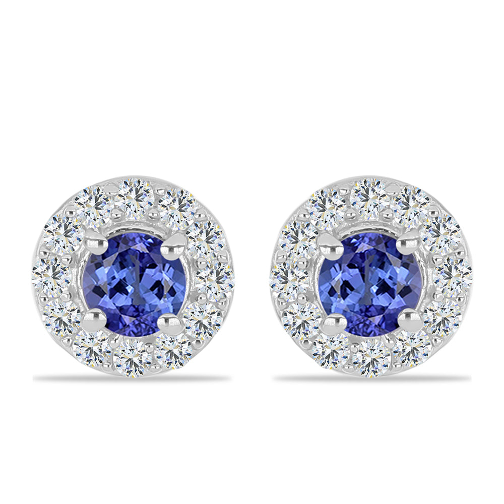 Pendientes de Plata con Tanzanita y Topacio Blanco