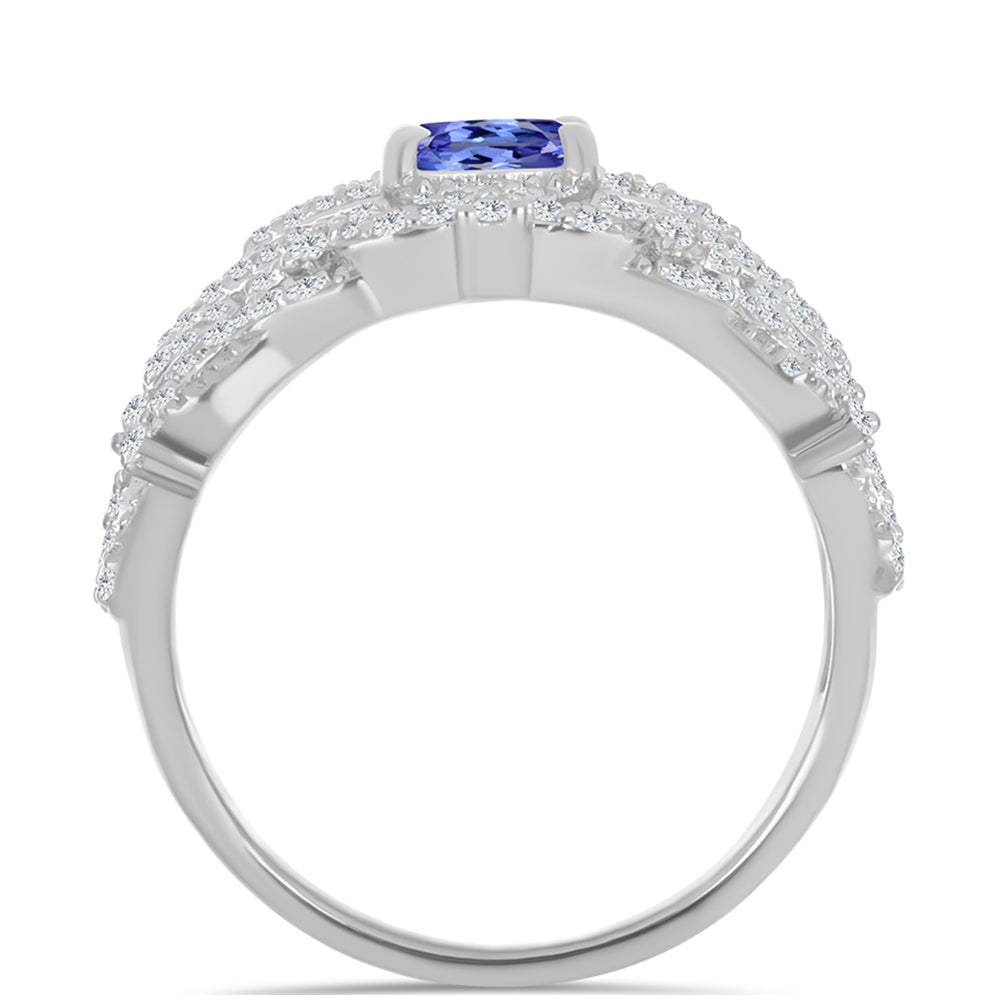 Anillo de Plata con Tanzanita y Topacio Blanco 2 