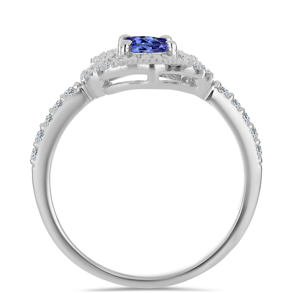 Anillo de Plata con Tanzanita y Topacio Blanco