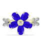 Anillo de Plata Bañada en Oro con Ágata azul y Topacio Blanco