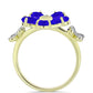 Anillo de Plata Bañada en Oro con Ágata azul y Topacio Blanco
