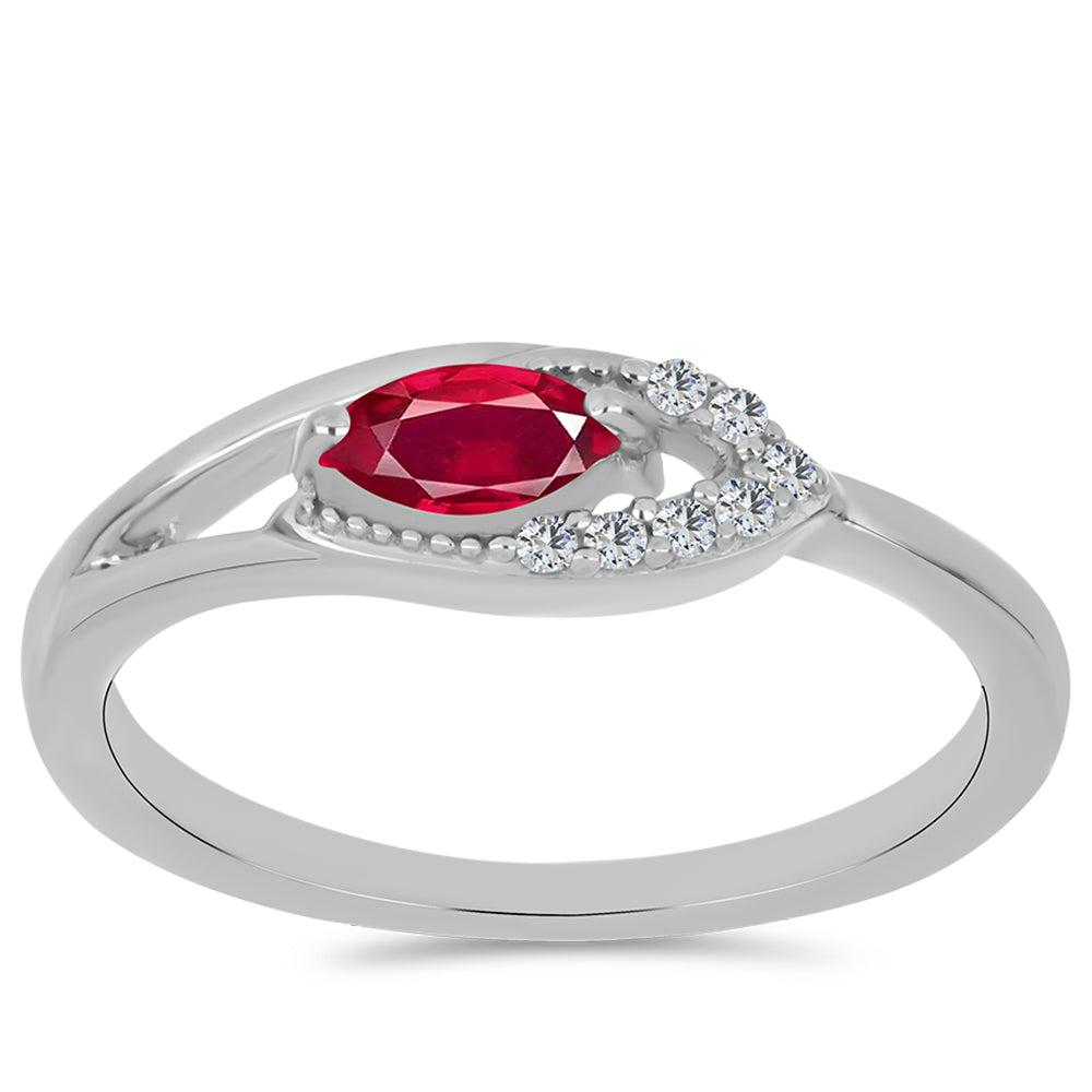 Anillo de Plata con Rubí de Madagascar y Topacio Blanco 3 