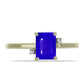 Anillo de Plata Bañada en Oro con Ágata azul y Topacio Blanco