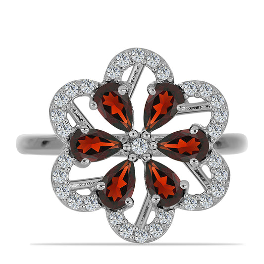 Anillo de Plata con Granate Barton y Topacio Blanco