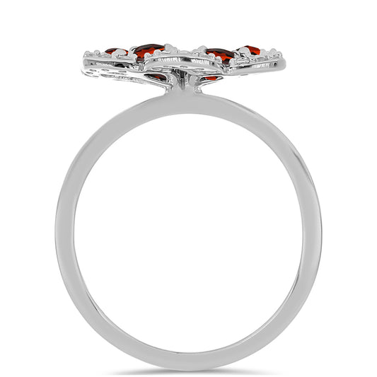 Anillo de Plata con Granate Barton y Topacio Blanco