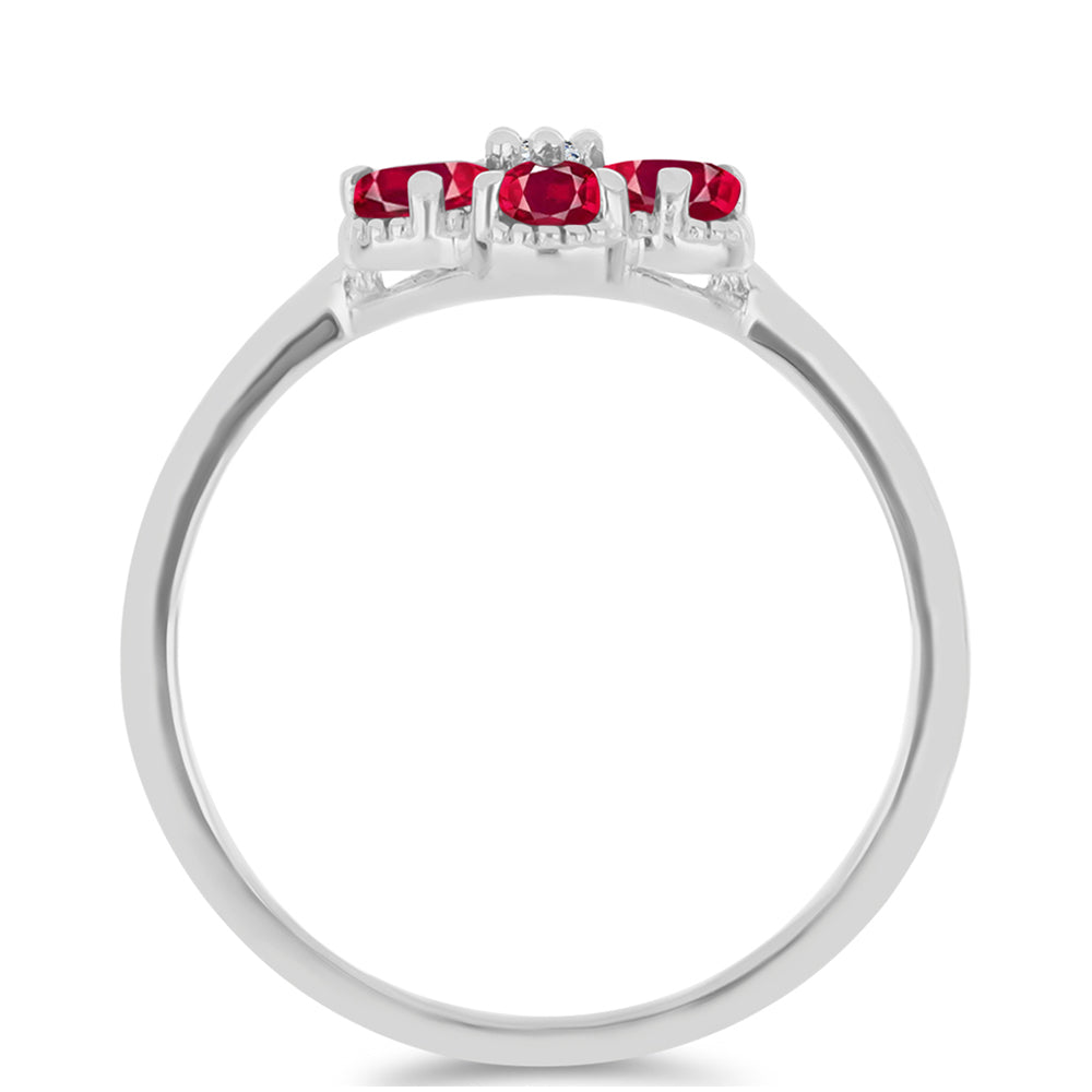 Anillo de Plata con Rubí de Madagascar y Topacio Blanco
