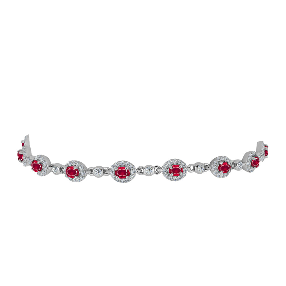 Pulsera de Plata con Rubí de Madagascar y Topacio Blanco