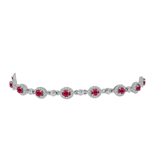 Pulsera de Plata con Rubí de Madagascar y Topacio Blanco