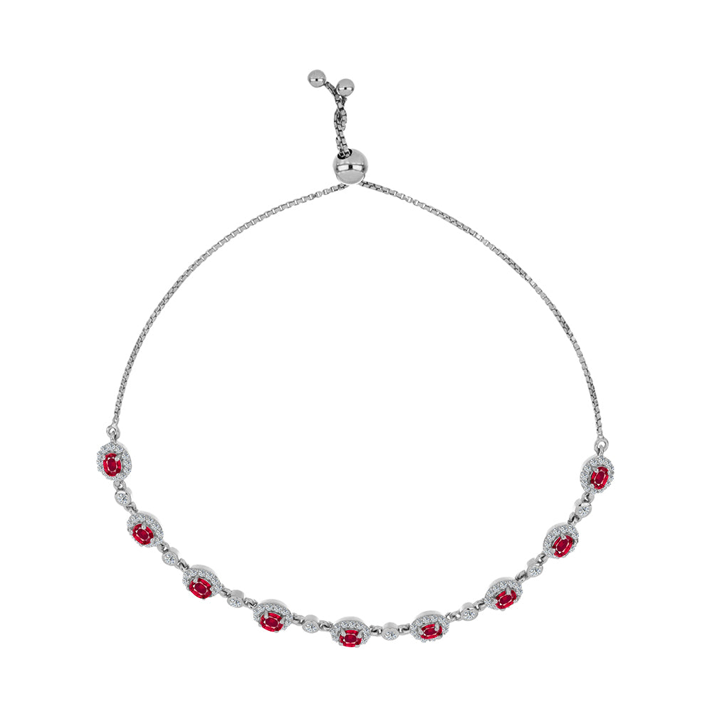 Pulsera de Plata con Rubí de Madagascar y Topacio Blanco