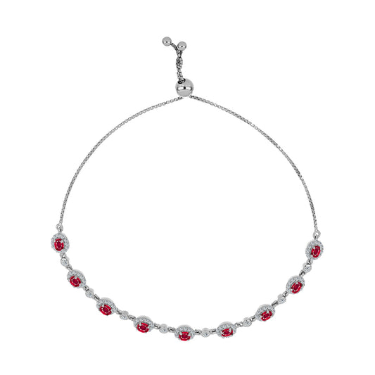 Pulsera de Plata con Rubí de Madagascar y Topacio Blanco