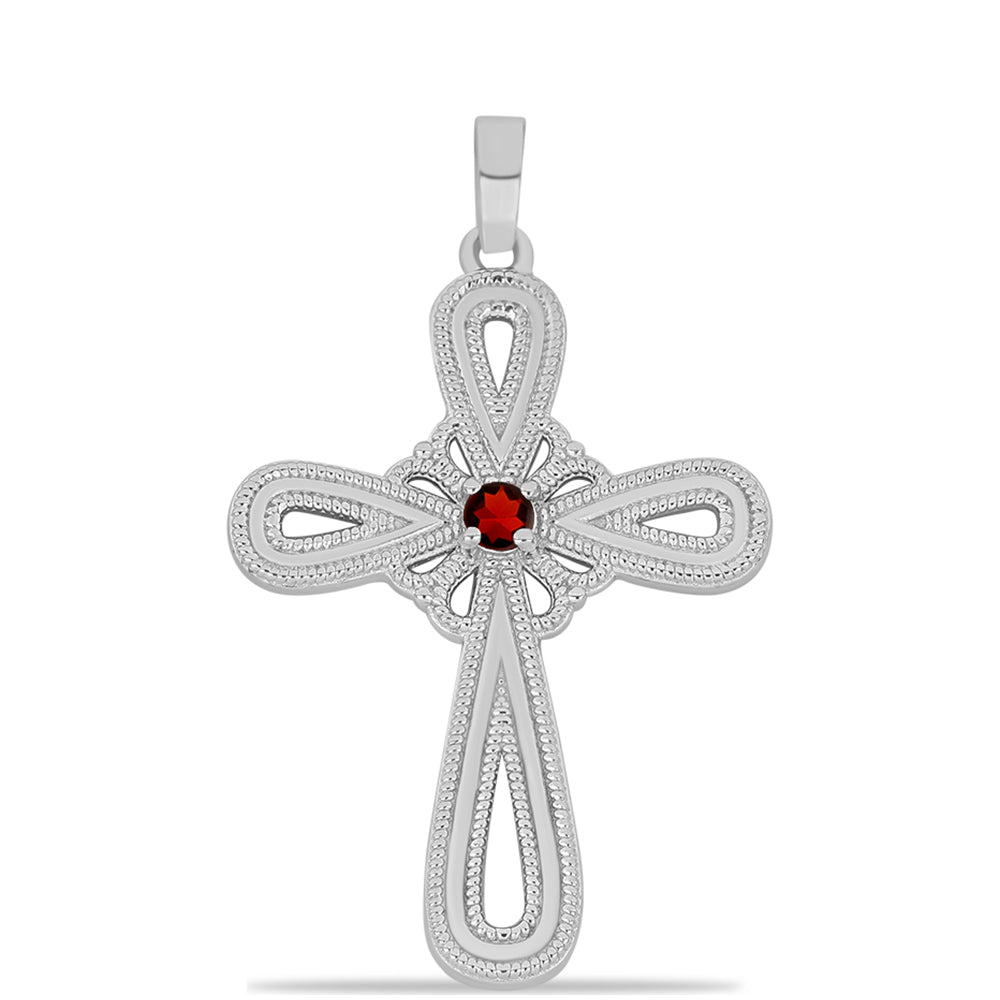 Cruz Colgante de Plata con Granate Barton