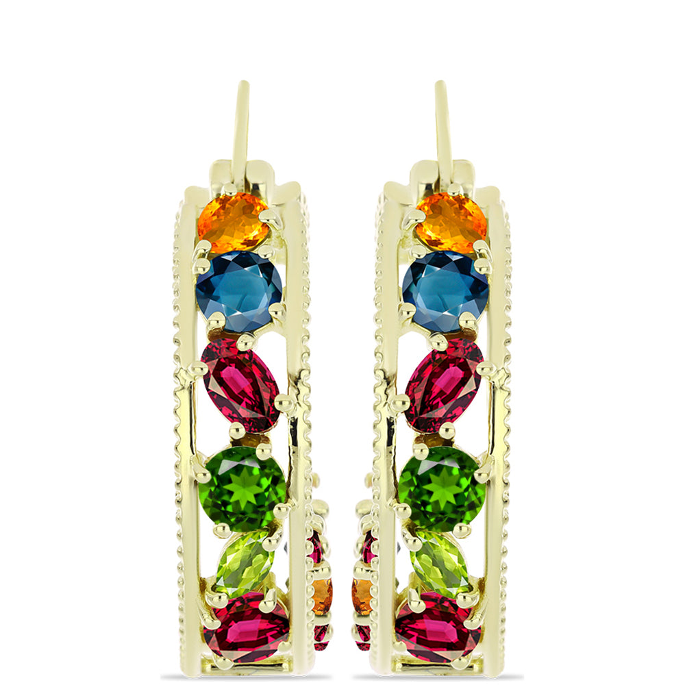 Pendientes de Plata Bañada en Oro con Chakra Turmalina 2 