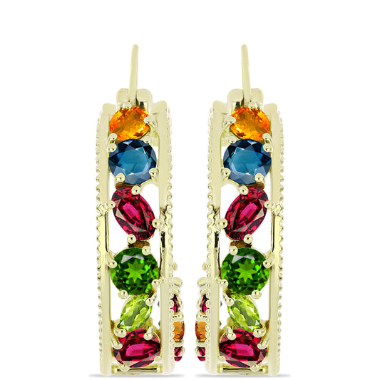 Pendientes de Plata Bañada en Oro con Chakra Turmalina