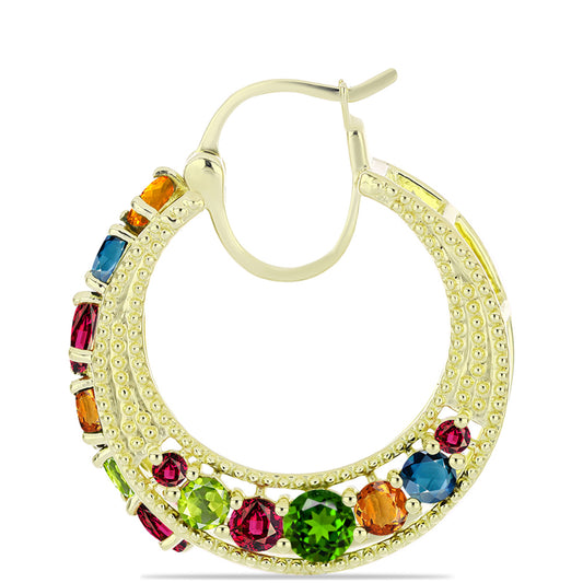 Pendientes de Plata Bañada en Oro con Chakra Turmalina