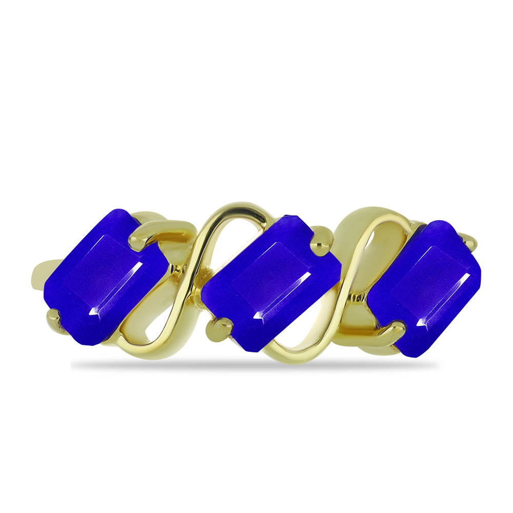 Anillo de Plata Bañada en Oro con Ágata azul