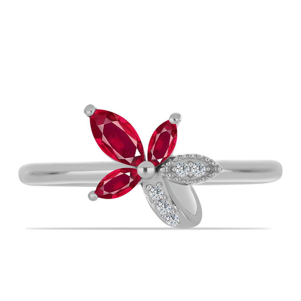 Anillo de Plata con Rubí de Madagascar y Topacio Blanco 1 