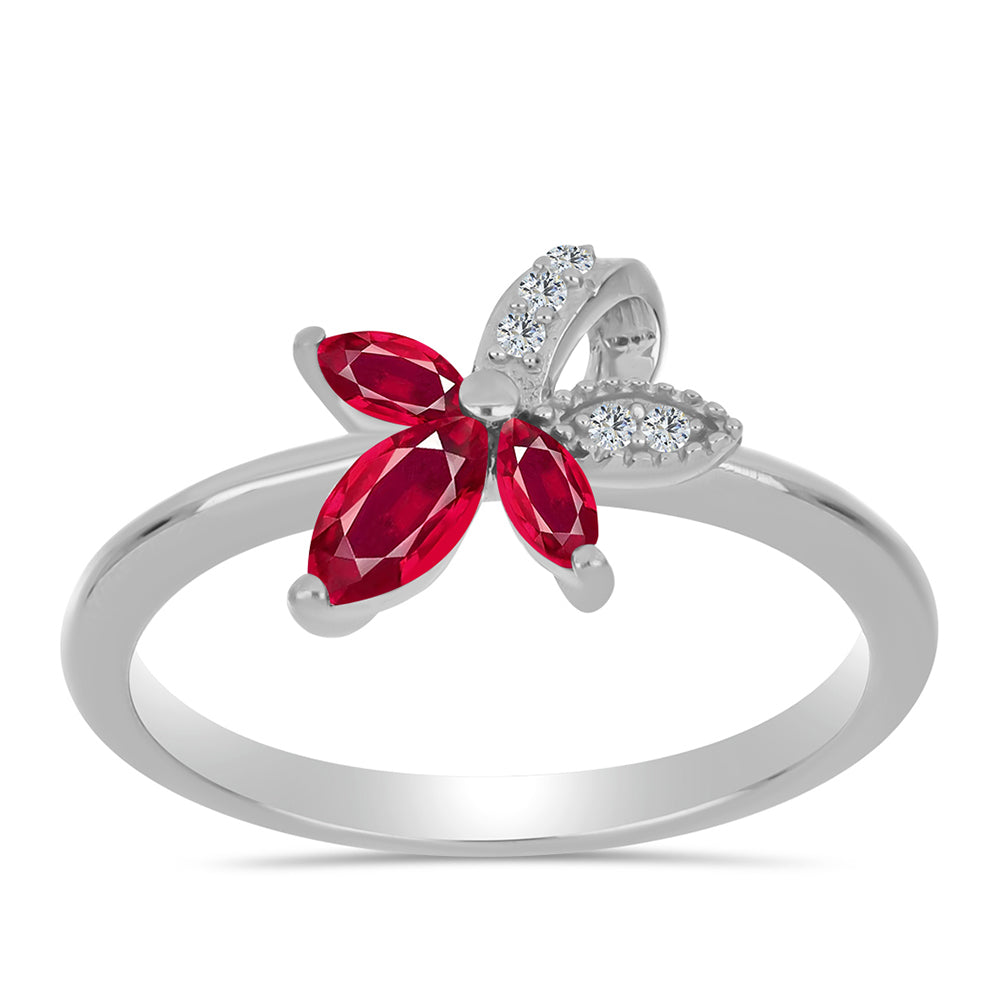 Anillo de Plata con Rubí de Madagascar y Topacio Blanco