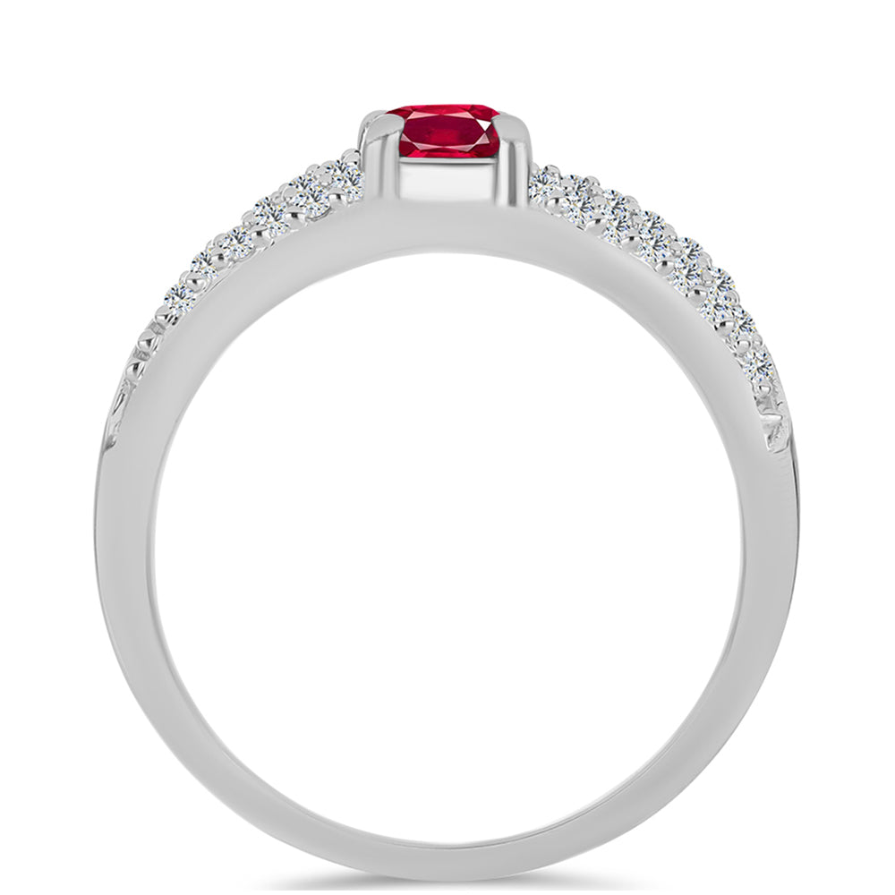 Anillo de Plata con Rubí de Madagascar y Topacio Blanco