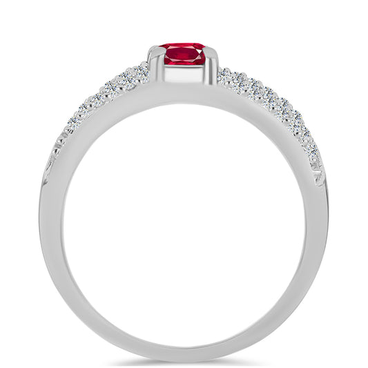 Anillo de Plata con Rubí de Madagascar y Topacio Blanco