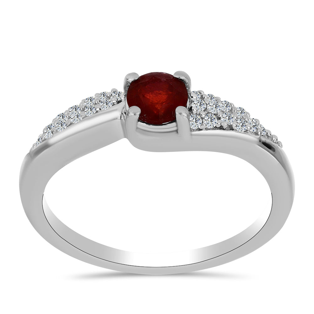 Anillo de Plata con Rubí de Madagascar y Topacio Blanco