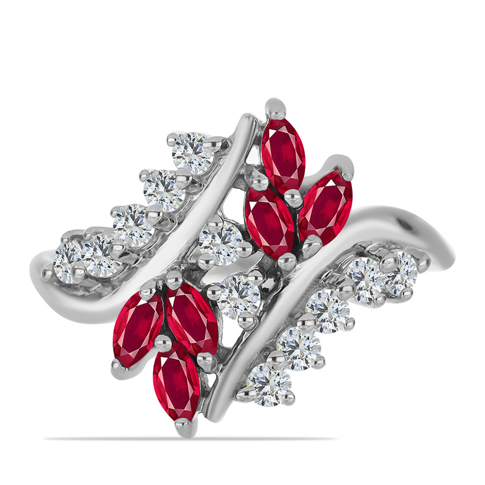 Anillo de Plata con Rubí de Madagascar y Topacio Blanco 1 