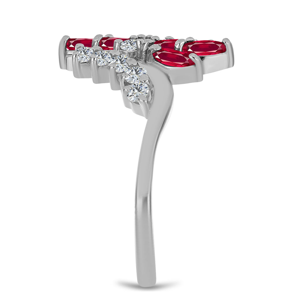 Anillo de Plata con Rubí de Madagascar y Topacio Blanco 4 