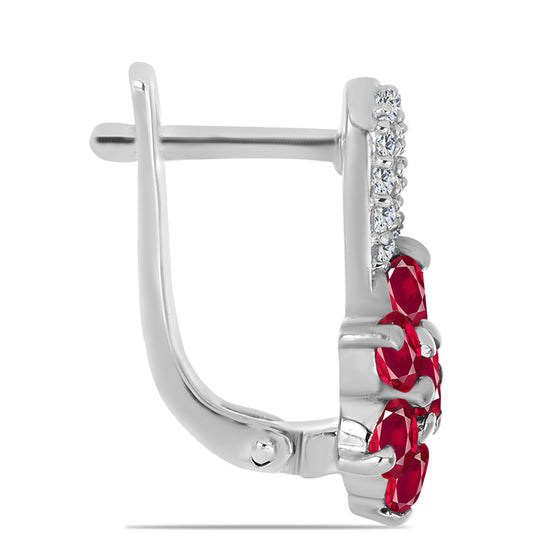 Pendientes de Plata con Rubí de Madagascar y Topacio Blanco