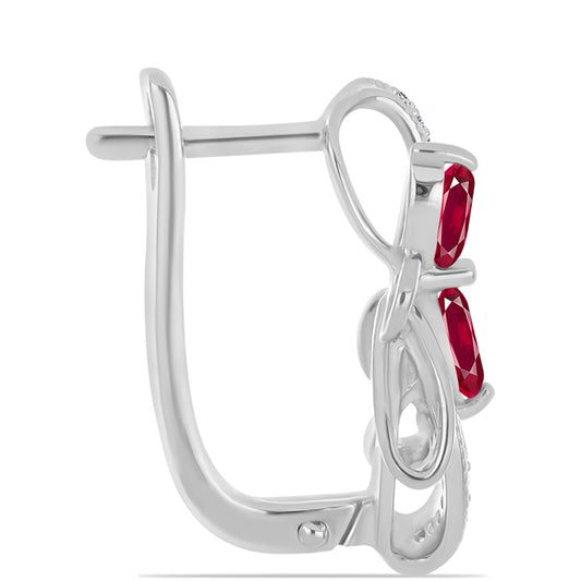 Pendientes de Plata con Rubí de Madagascar y Topacio Blanco