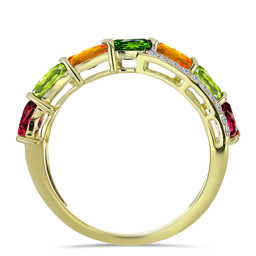 Anillo de Plata Bañada en Oro con Chakra Turmalina y Topacio Blanco