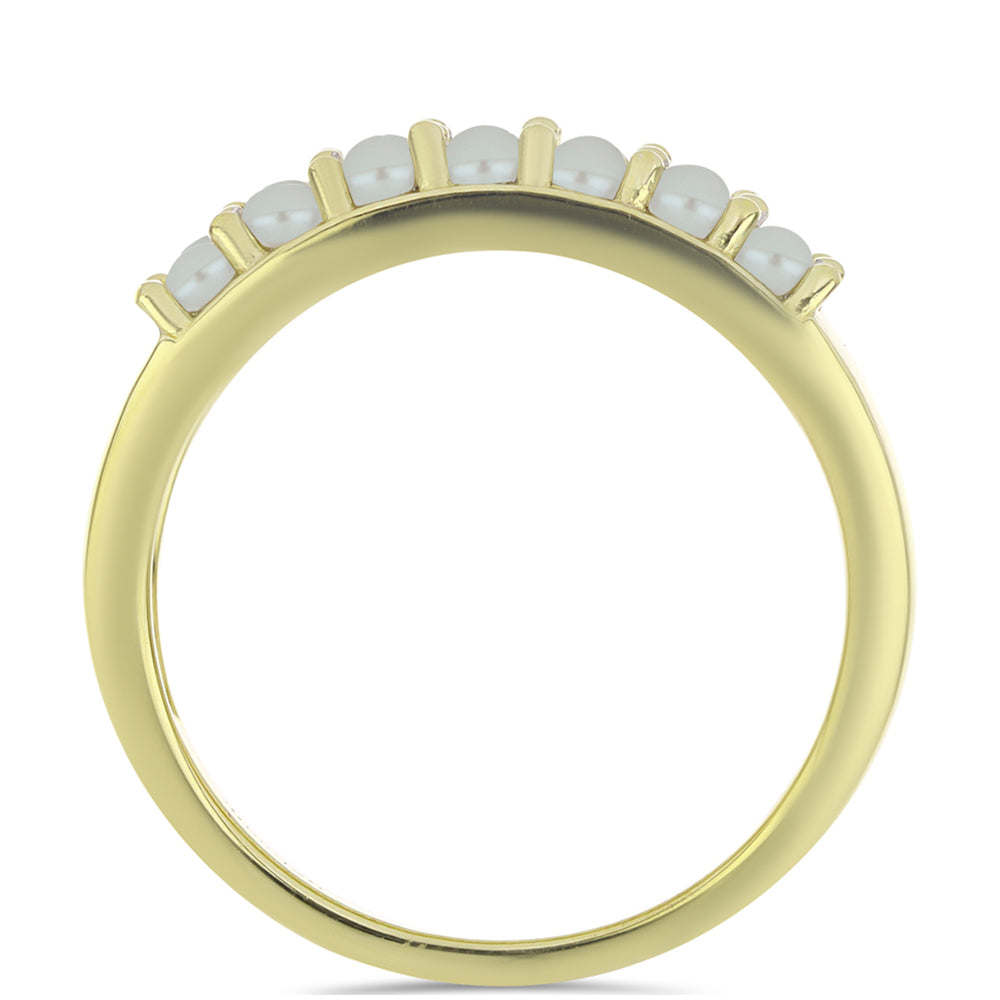 Anillo de Plata Bañada en Oro con Perla de Agua Dulce y Rubí de Madagascar