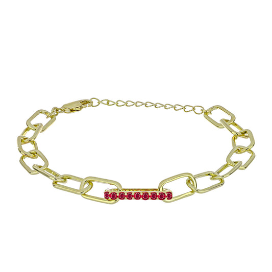 Pulsera de Plata Bañada en Oro con Rubí de Madagascar