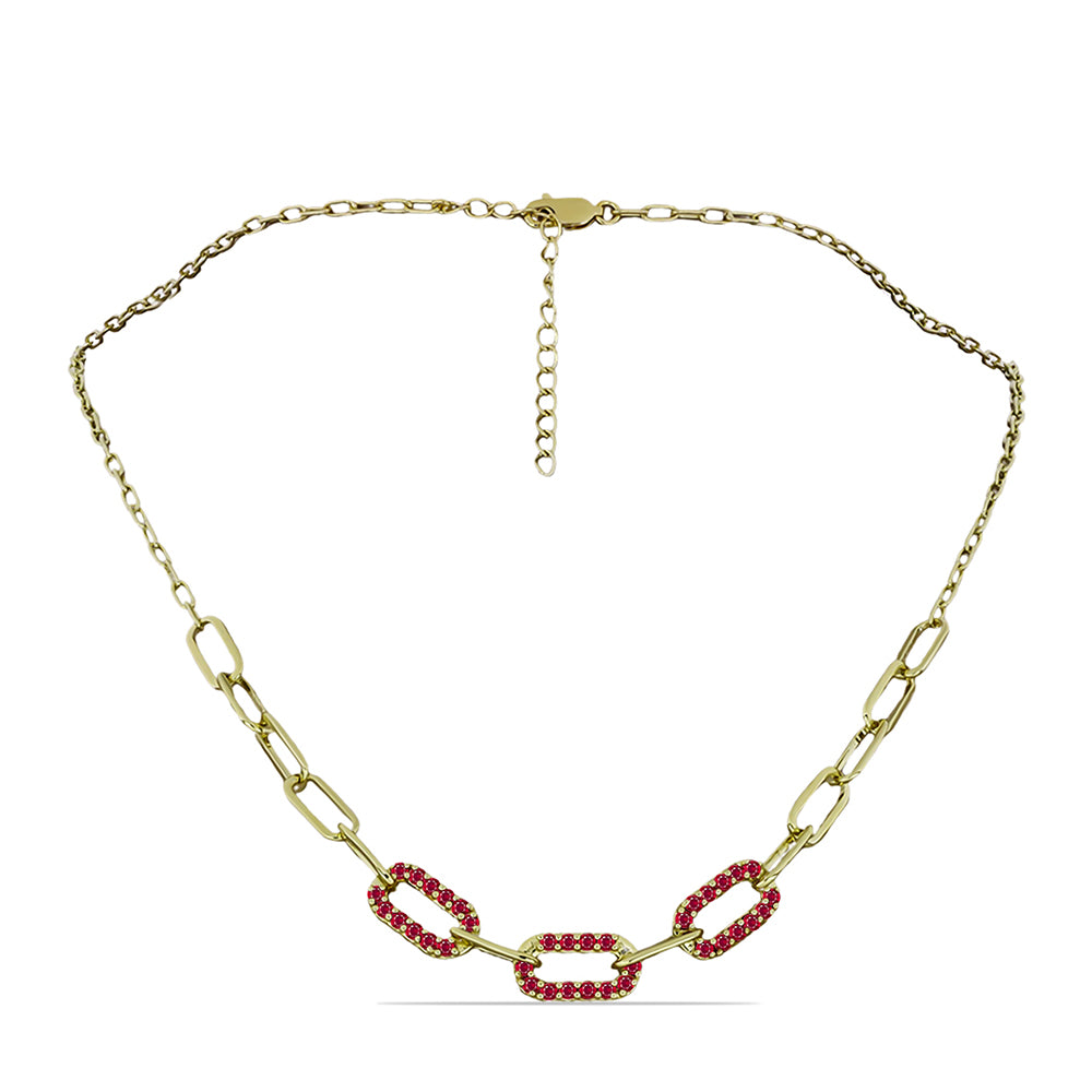 Collar de Plata Bañada en Oro con Rubí de Madagascar 1 