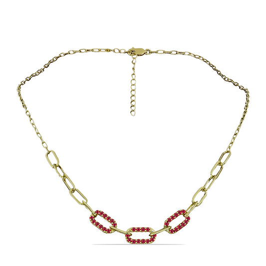 Collar de Plata Bañada en Oro con Rubí de Madagascar