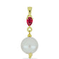 Colgante de Plata Bañada en Oro con Perla de Agua Dulce y Rubí de Madagascar