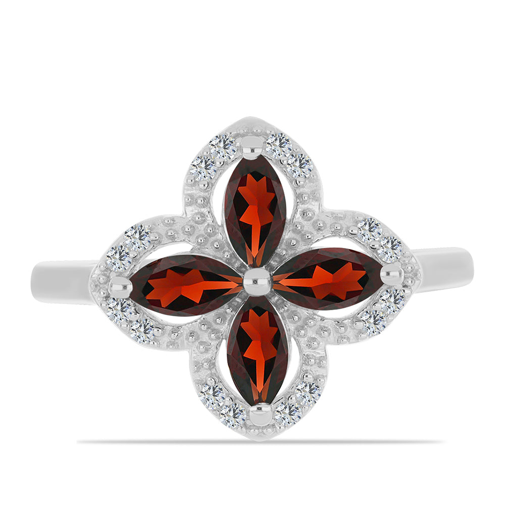 Anillo de Plata con Granate Barton y Topacio Blanco