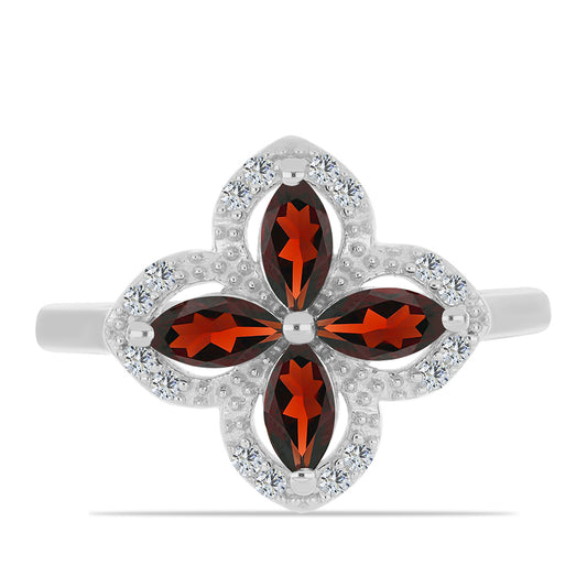 Anillo de Plata con Granate Barton y Topacio Blanco