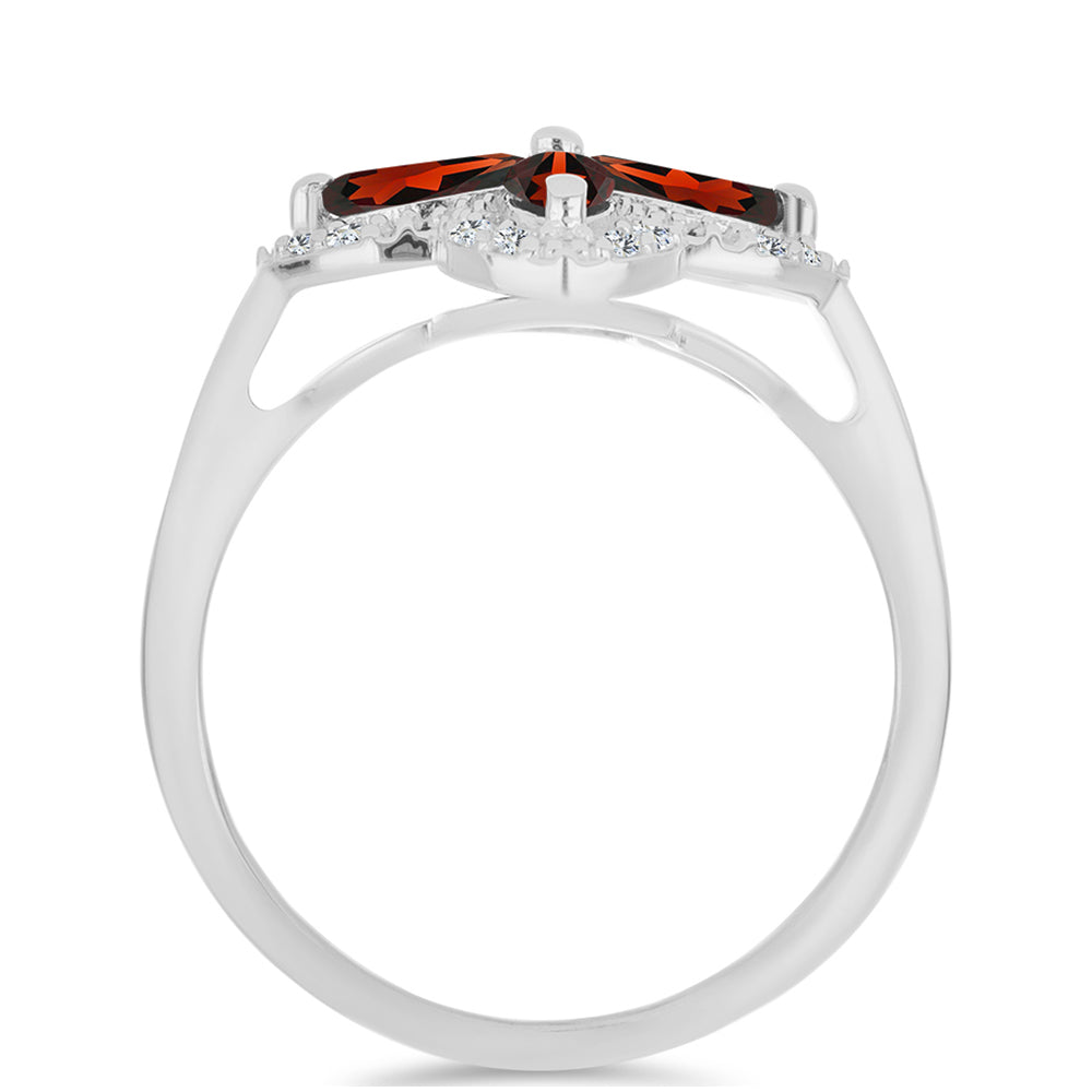 Anillo de Plata con Granate Barton y Topacio Blanco 2 