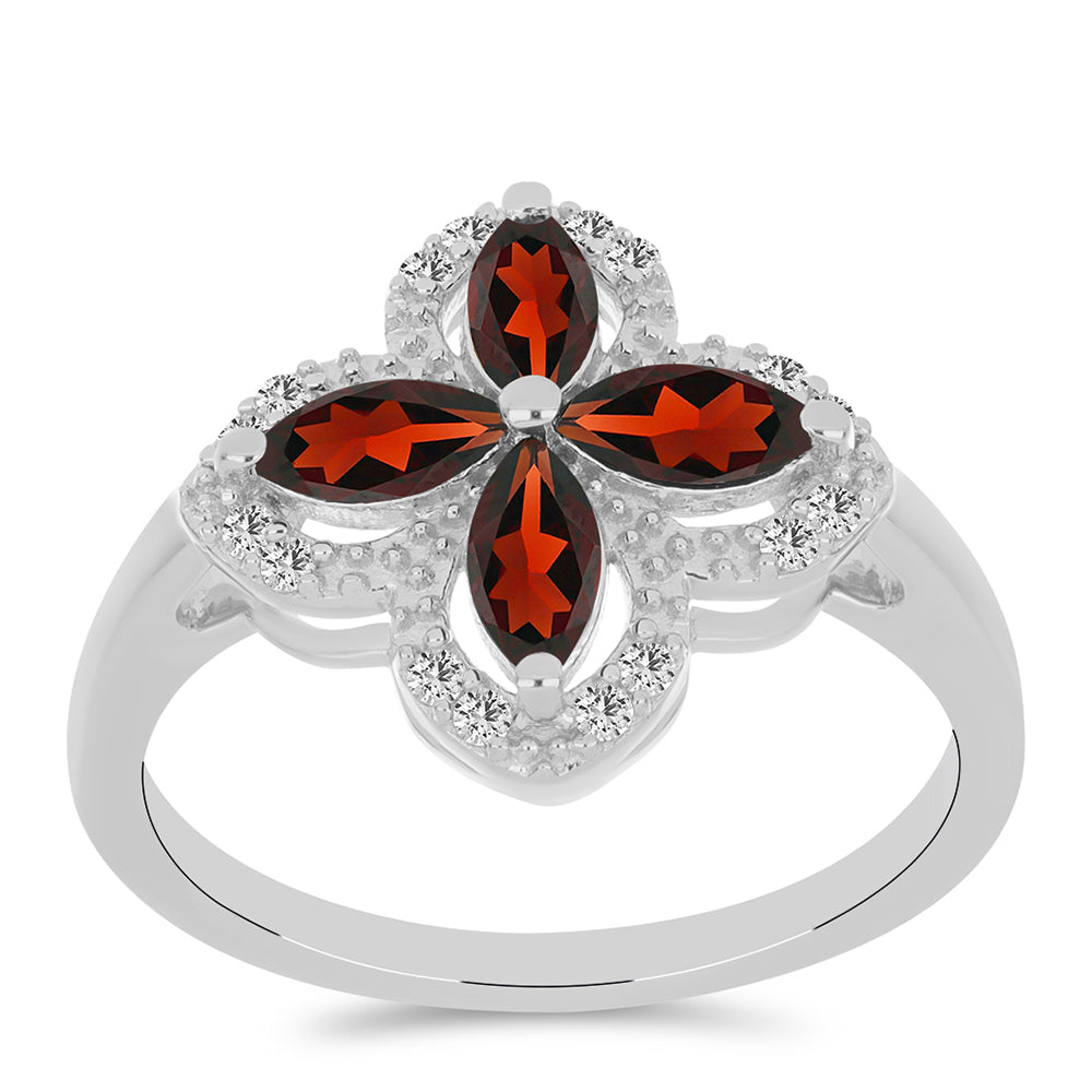 Anillo de Plata con Granate Barton y Topacio Blanco