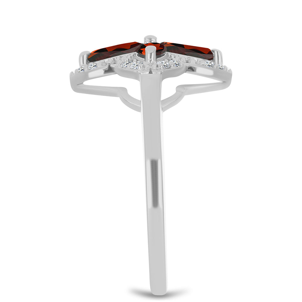 Anillo de Plata con Granate Barton y Topacio Blanco 4 