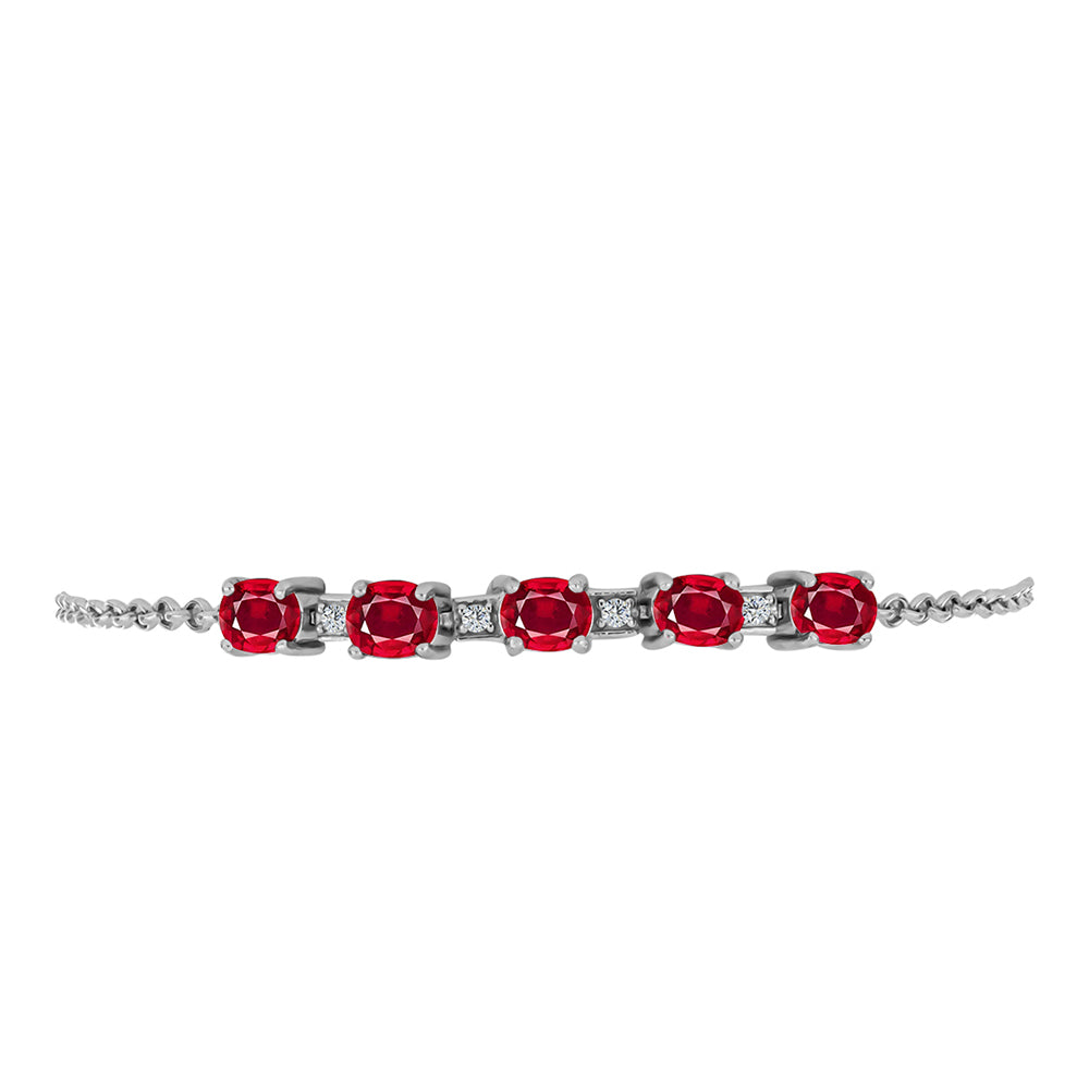 Pulsera de Plata con Rubí de Madagascar y Topacio Blanco 2 