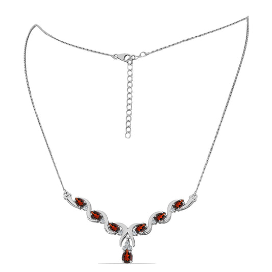 Collar de Plata con Granate Barton y Topacio Blanco