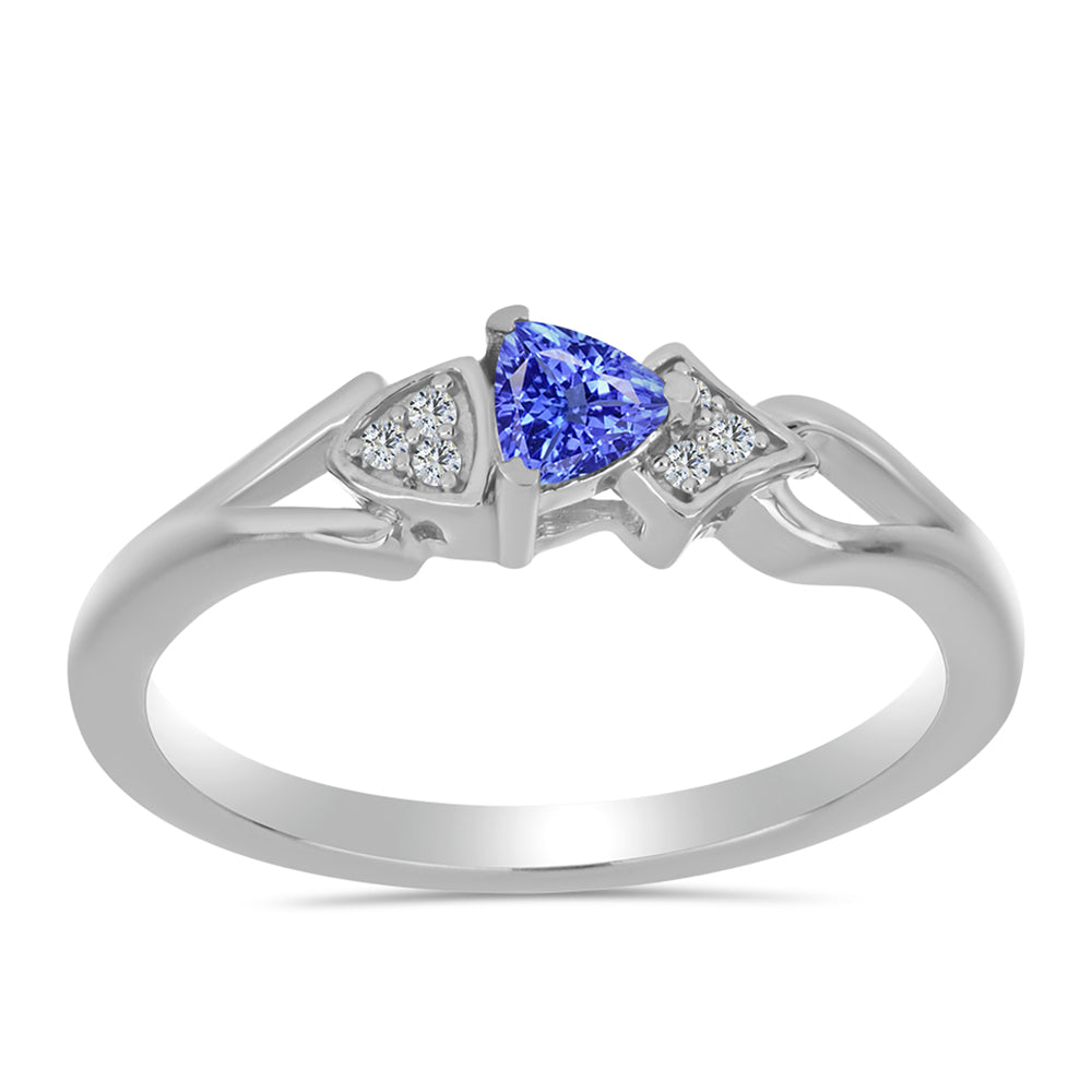 Anillo de Plata con Tanzanita y Topacio Blanco