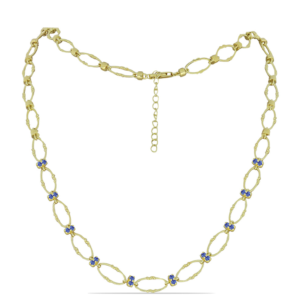 Conjunto de Plata Bañada en Oro con Tanzanita ( Collar +Pulsera ) 2 