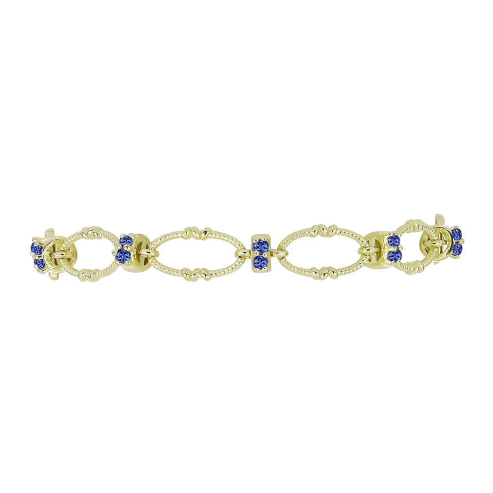 Conjunto de Plata Bañada en Oro con Tanzanita ( Collar +Pulsera ) 3 