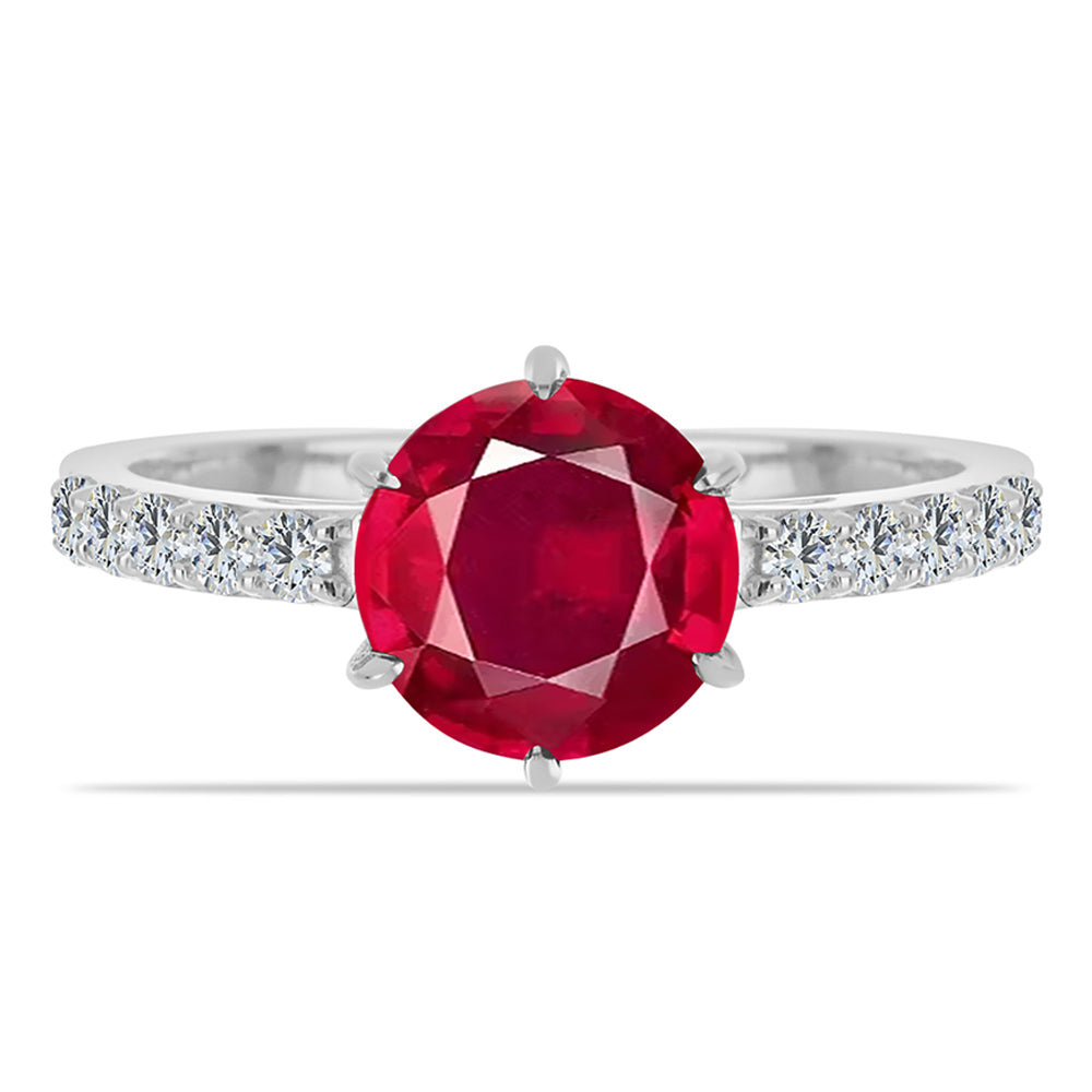 Anillo de Plata con Rubí de Madagascar y Topacio Blanco