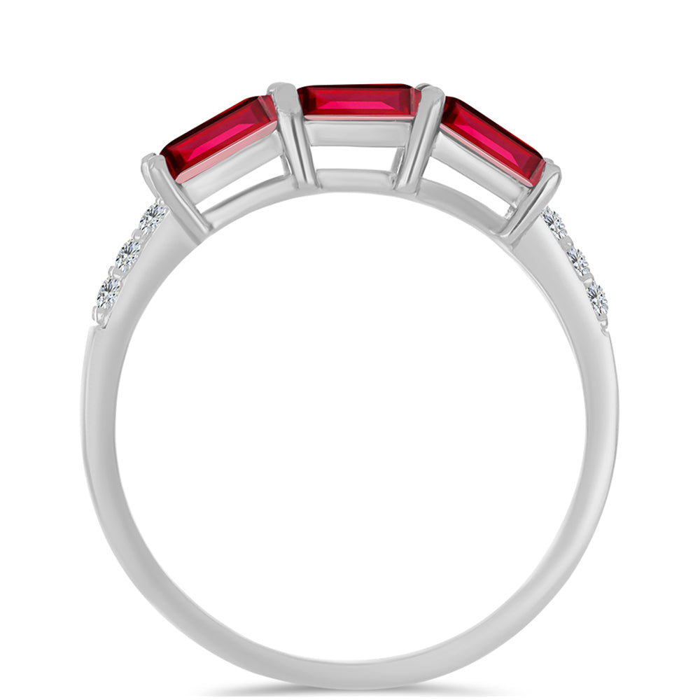 Anillo de Plata con Rubí de Madagascar y Topacio Blanco