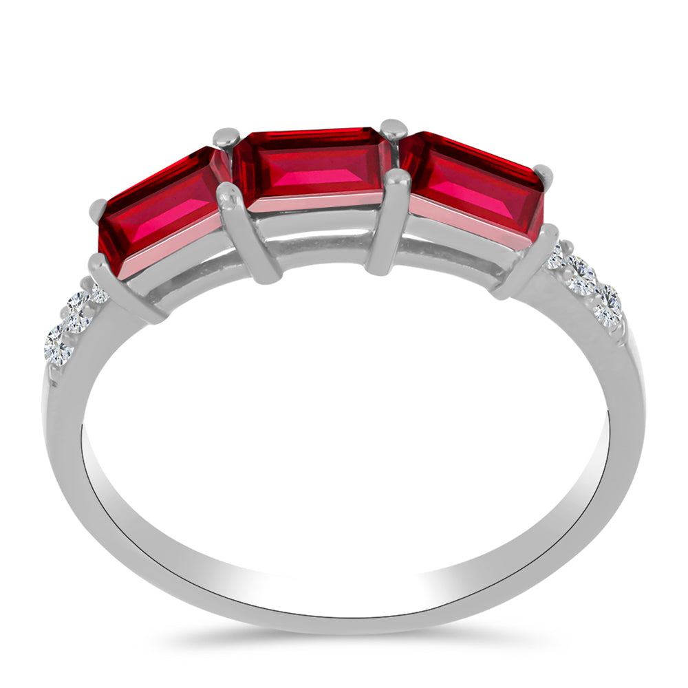 Anillo de Plata con Rubí de Madagascar y Topacio Blanco