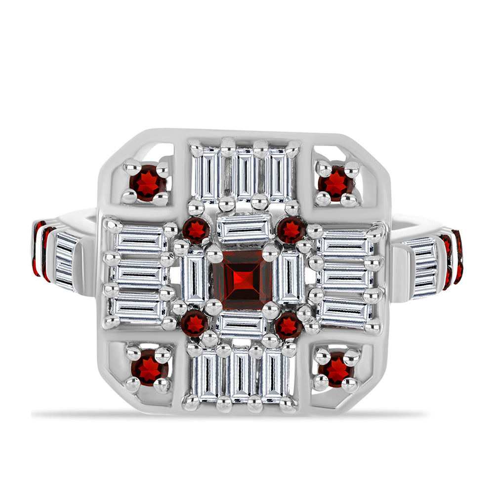 Anillo de Plata con Granate Barton y Zircón Blanco 1 