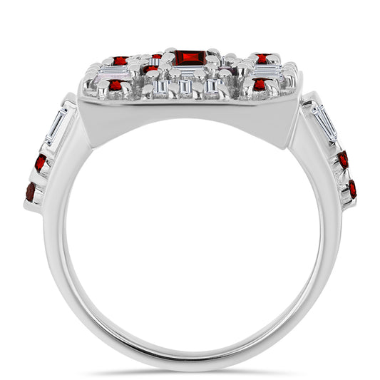 Anillo de Plata con Granate Barton y Zircón Blanco